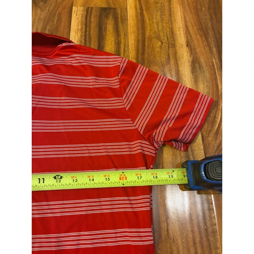 Nike Golf Tour Performance Dri-Fit Striped Polo Shirt Red White Womens XL